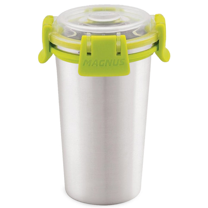 Magnus Stainless Steel Glossy Klip Lock Tumbler with Lid and Straw - 350ml | Leak-Proof & Airtight Tumbler - Ideal for Travel, Office, Kids | Perfect for Juice, Buttermilk