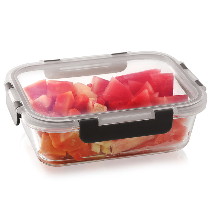 Magnus Glock Glass Lunch Box – 1040ML Rectangle Container with Break-Free Detachable Lock – Oven & Microwave Safe Borosilicate Glass – Kitchen Essentials, Lunch Boxes for Office Men