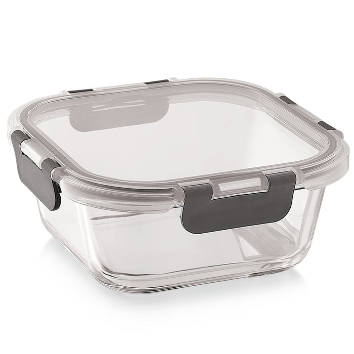 Magnus G-Lock Glass Food Square Container with Break-Free Detachable Lock – Oven & Microwave Safe Borosilicate Glass, 800ML – Ideal Lunch Box, Kitchen Essentials, Lunch Boxes for Office Men