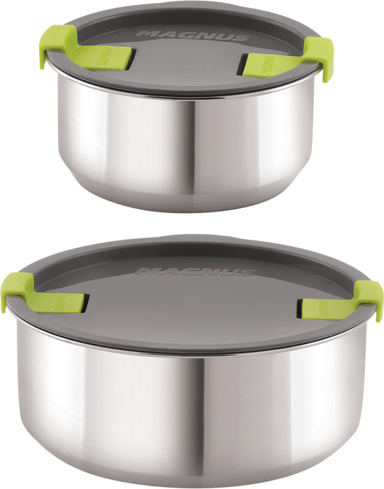 Magnus Steam Lock 100% Airtight and Leakproof Food Storage Stainless Steel Containers- Set of 2 ( 250 ml, 650 ml) | Highly Durable & Sturdy