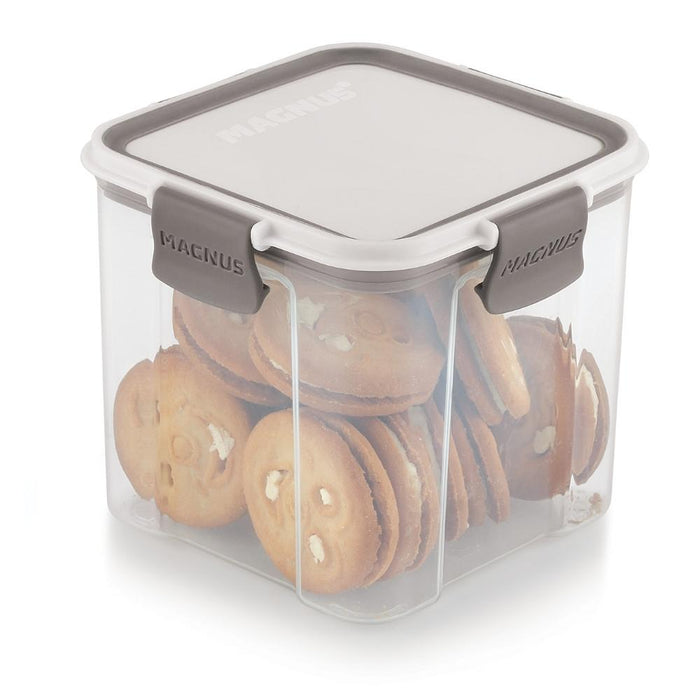 Magnus Modulock Airtight Food Storage See Through Plastic Containers- Set of 6, 700 ml Each, White & Grey Lid with Clear Bottom