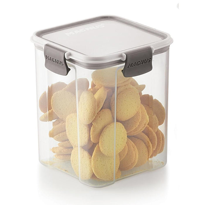 Magnus Modulock Airtight Food Storage See Through Plastic Containers- Set of 10, 950 ml Each, White & Grey Lid with Clear Bottom