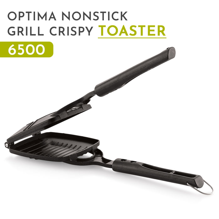 Magnus Optima Non Stick Grill Crispy Toaster for Gas Stoves - Quick Heat-Up, Uniform Cooking, PFOA-Free Non-Stick, Easy Release, Ergonomic Bakelite Handle, No Cut Design