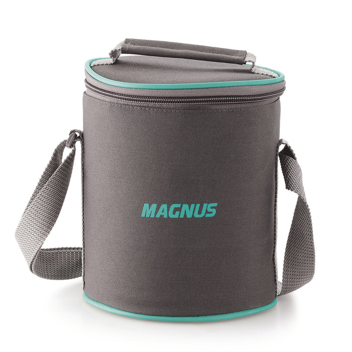 Magnus G-Lock Solid Lunch Box with Vertical Pouch & Detachable Clip, 3 Round Glass Containers 400 ML