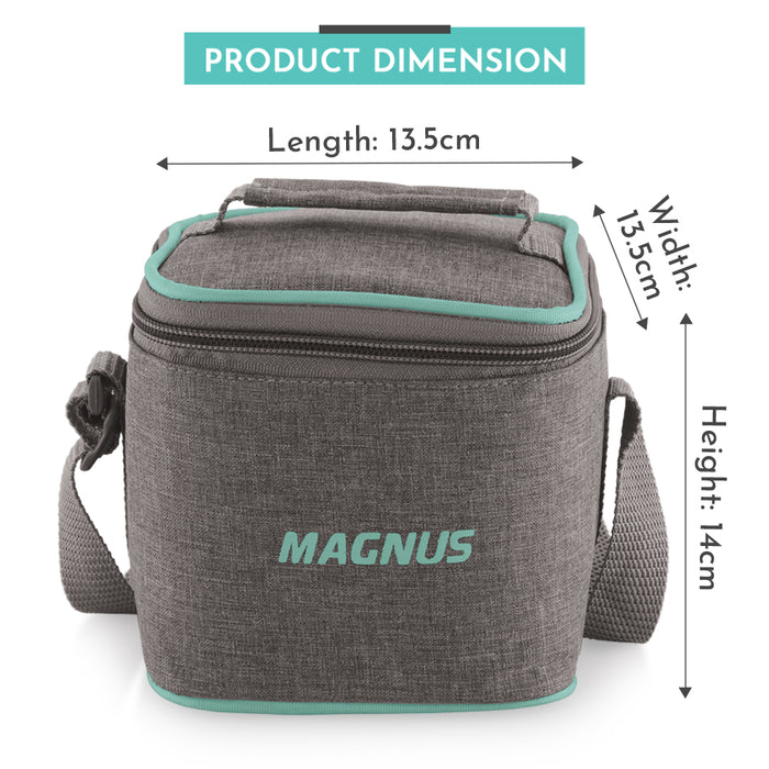 Magnus Vivid Glass Lunch Box with Linen Vertical Pouch and Fixed Clip, Includes 2 Square Airtight, Leakproof, Microwave Safe Borosilicate Glass Containers, 320 ML Each - Premium Lunch Boxes