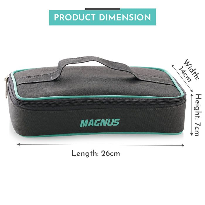 Magnus Glock Solid Glass Lunch Box with Flat Pouch, 2 Square Borosilicate Glass Containers, 640 ML Each