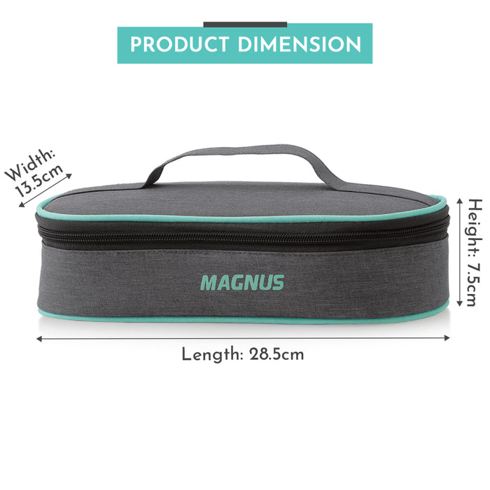 Magnus Glock Linen Glass Lunch Box with Flat Pouch, 2 Round Borosilicate Glass Containers, 800ML