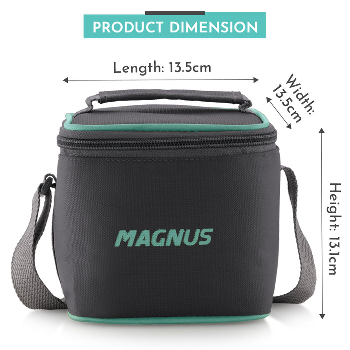 Magnus Glock Solid Glass Lunch Box with Vertical Pouch, 2 Square Borosilicate Glass Containers, 640 ML Each