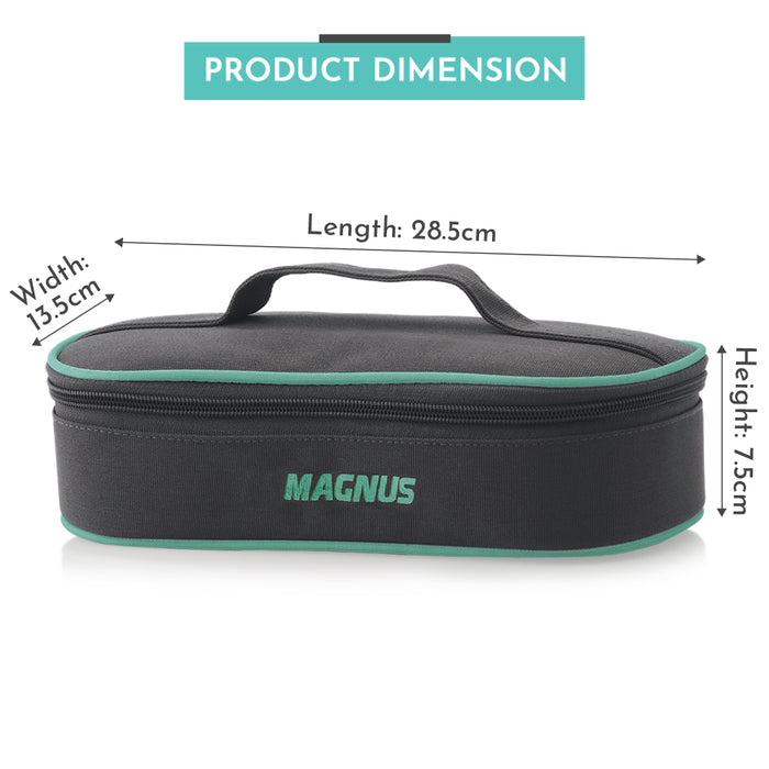 Magnus Glock Solid Glass Lunch Box with Flat Pouch, 2 Round Borosilicate Glass Containers, 800ML