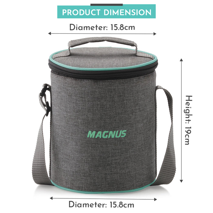 Magnus Glock Linen Glass Lunch Box with Vertical Pouch, 3 Round Borosilicate Glass Containers, 1200ML