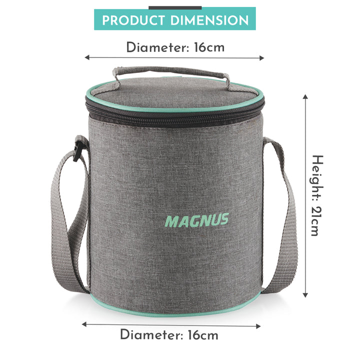 Magnus Vivid Glass Lunch Box with Linen Vertical Pouch and Fixed Clip, Includes 3 Round Airtight, Leakproof, Microwave Safe Borosilicate Glass Containers, 400 ML Each - Premium Lunch Boxes