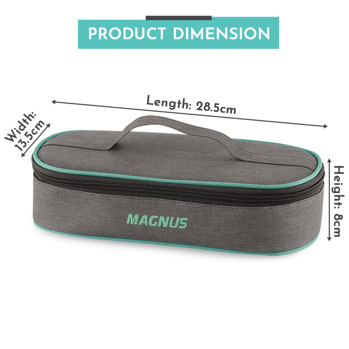 Magnus Vivid Glass Lunch Box with Linen Flat Pouch and Fixed Clip, Includes 2 Round Airtight, Leakproof, Microwave Safe Borosilicate Glass Containers, 400 ML Each - Premium Lunch Boxes