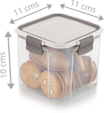 Magnus Modulock Airtight Food Storage See Through Plastic Containers- Set of 10, 700 ml Each, White & Grey Lid with Clear Bottom