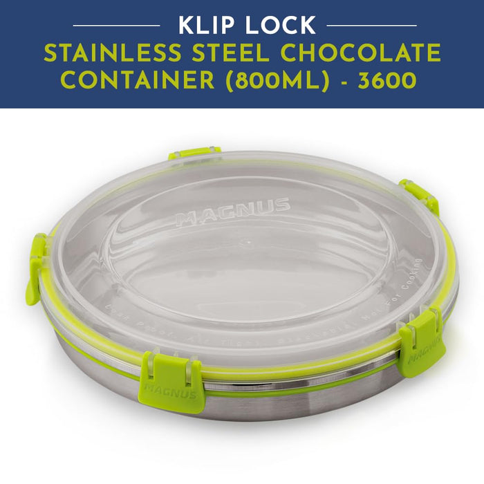 Magnus Klip Lock Stainless Steel Airtight Leakproof Storage Container 800ML | Premium Kitchen Accessories Items | Durable Lunch Box | Ideal Lunch Boxes for Office Men