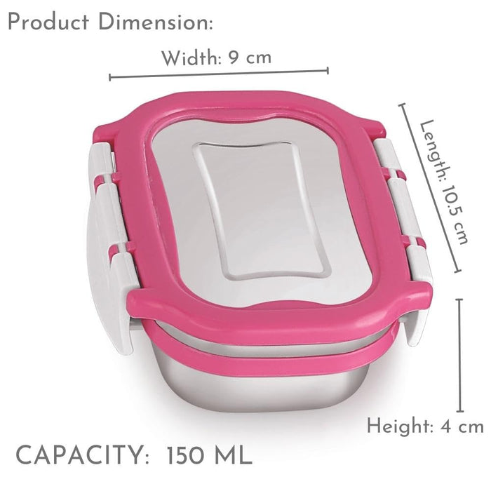 Magnus Spike Kids SP Pink Lunchbox - 800ml Stainless Steel Tiffin & 150ml Container | Airtight, Leakproof Lunch Box | Easy Carry for Boys & Girls | Lunch Box for Kids & Office Men