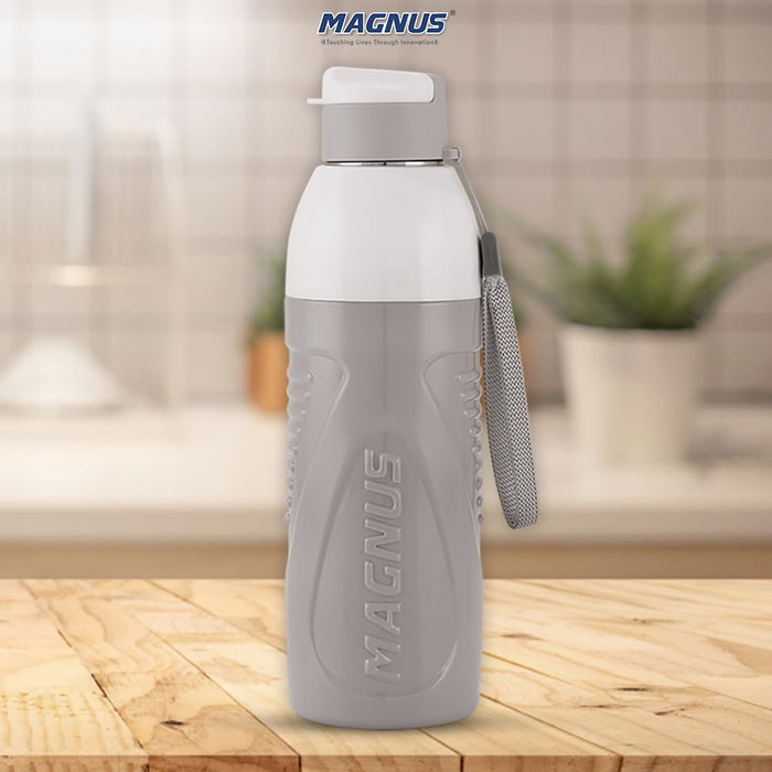 Magnus HyDrive 600 Sports Water Bottle - Insulated Bottle with Flip Lid, Leakproof Designed Bottle for Summer,Freezer-Friendly,Perfect for Kids & Adults for Office & School (Grey, 580ml)