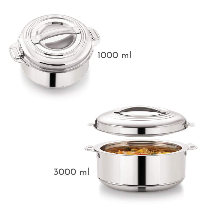 Magnus Rio Stainless Steel Casserole with Stainless Steel Lid - Set of 2 (1000 ml + 3000 ml)