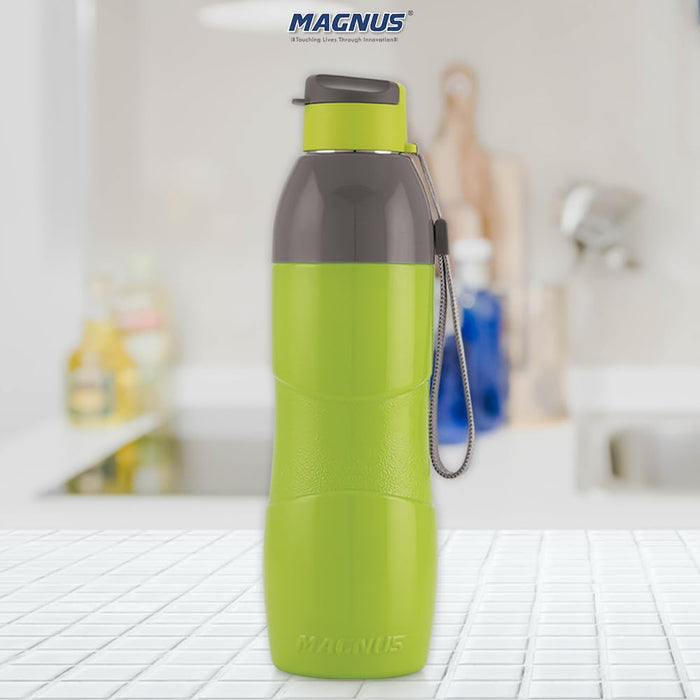 Magnus Quench 800 Sports Water Bottle - Insulated Bottle with Flip Lid, Leakproof Designed Bottle for Summer,Freezer-Friendly,Perfect for Kids & Adults for Office & School (Green, 670ml)