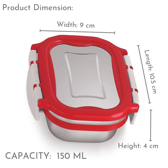 Magnus Spike Kids SP Red Lunchbox - 800ml Stainless Steel Tiffin & 150ml Container | Airtight, Leakproof Lunch Box | Easy Carry for Boys & Girls | Lunch Box for Kids & Office Men