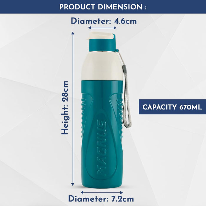 Magnus HyDrive 800 Sports Water Bottle - Insulated Bottle with Flip Lid, Leakproof Designed Bottle for Summer,Freezer-Friendly,Perfect for Kids & Adults for Office & School (Blue, 670ml)