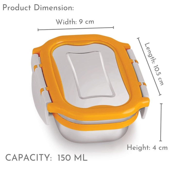 Magnus Spike Kids SP Yellow Lunchbox - 800ml Stainless Steel Tiffin & 150ml Container | Airtight, Leakproof Lunch Box | Easy Carry for Boys & Girls | Lunch Box for Kids & Office Men