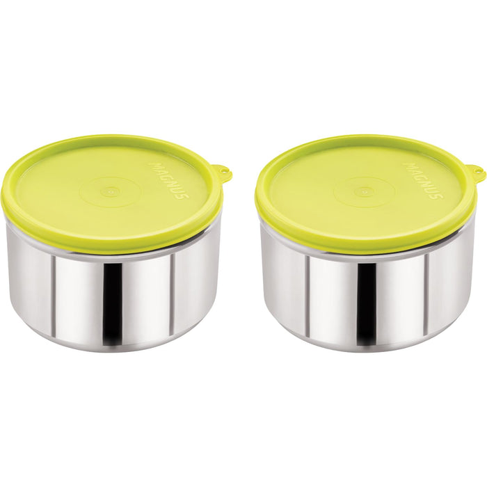 Chocolate Easy Lock Stainless Steel Round Container Set of 2 x 280ml Each