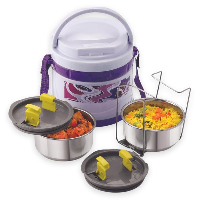 Magnus Pride 2 Violet Insulated Stainless Steel Lunch Box - 500ml Leakproof Tiffin, Made in India - Ideal Lunch Box for Kids, Lunch Boxes for Office Men, Women - Keep Food Hot & Fresh