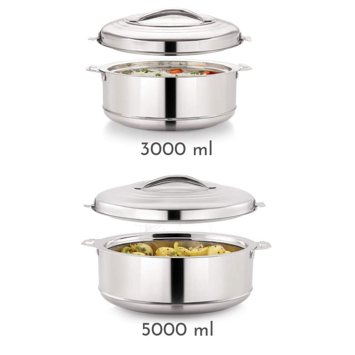 Magnus Rio Stainless Steel Casserole with Stainless Steel Lid - Set of 2 (3000 ml + 5000 ml)