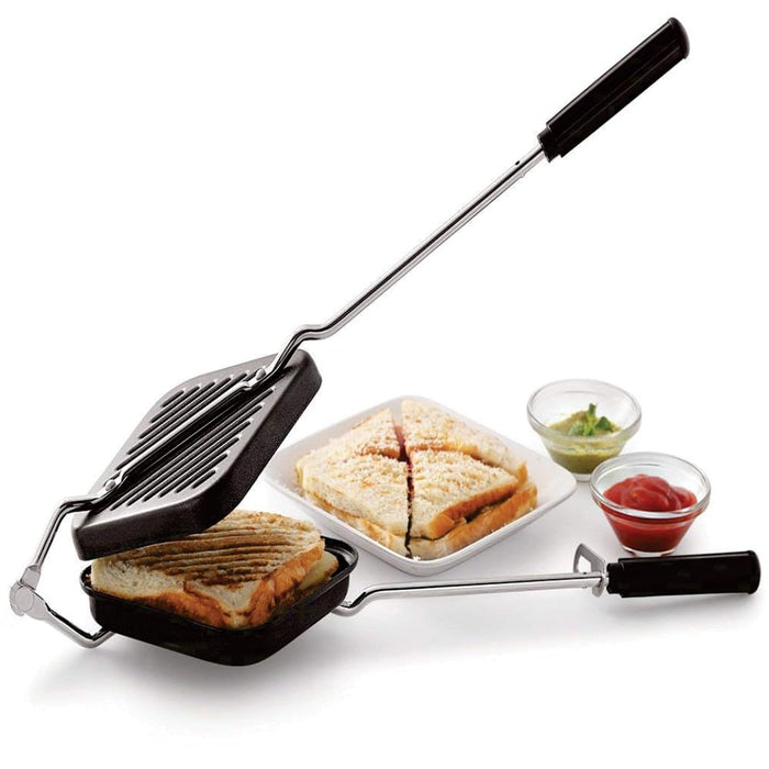 Magnus Non-Stick Crunchy Sandwich Toaster with Durable Aluminum Build, Ideal for Gas and Induction, Comes with an Ergonomic Bakelite Handle for Easy Grip