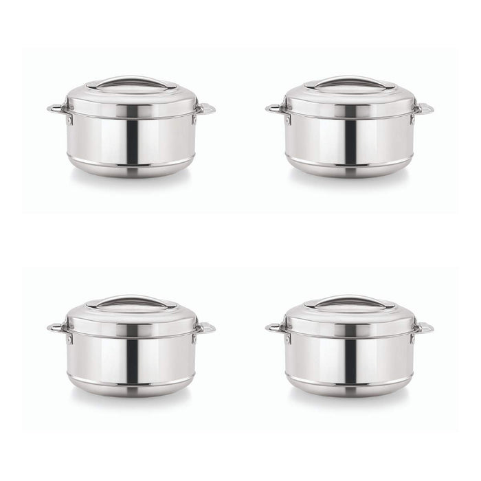 Magnus Rio Hot & Cold Double Walled Stainless Steel Casserole with Lid |Silver |PU Insulated | Hygiene | Odourless | Stylish Design | Versatile Use for storing Rice-Gravy-Roti Set of 4 (1000 ml Each)