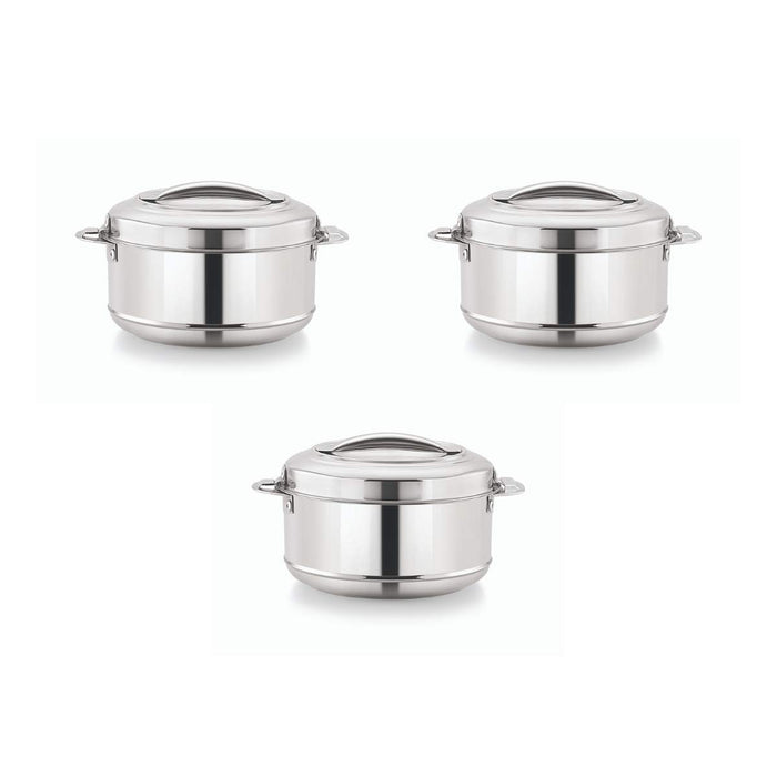 Magnus Rio Stainless Steel Casserole with Stainless Steel Lid - Set of 3 (1000 ml Each)