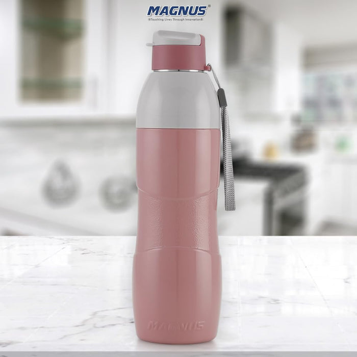 Magnus Quench 800 Sports Water Bottle - Insulated Bottle with Flip Lid, Leakproof Designed Bottle for Summer,Freezer-Friendly,Perfect for Kids & Adults for Office & School (Pink, 670ml)