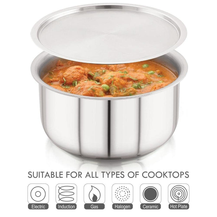 Magnus 24 cm Triply Stainless Steel Top with Lid and Induction Bottom | 5.15 L Capacity | Silver | Ideal for Home, Kitchen, and Restaurant | Easy to Clean | Dishwasher and Oven Safe