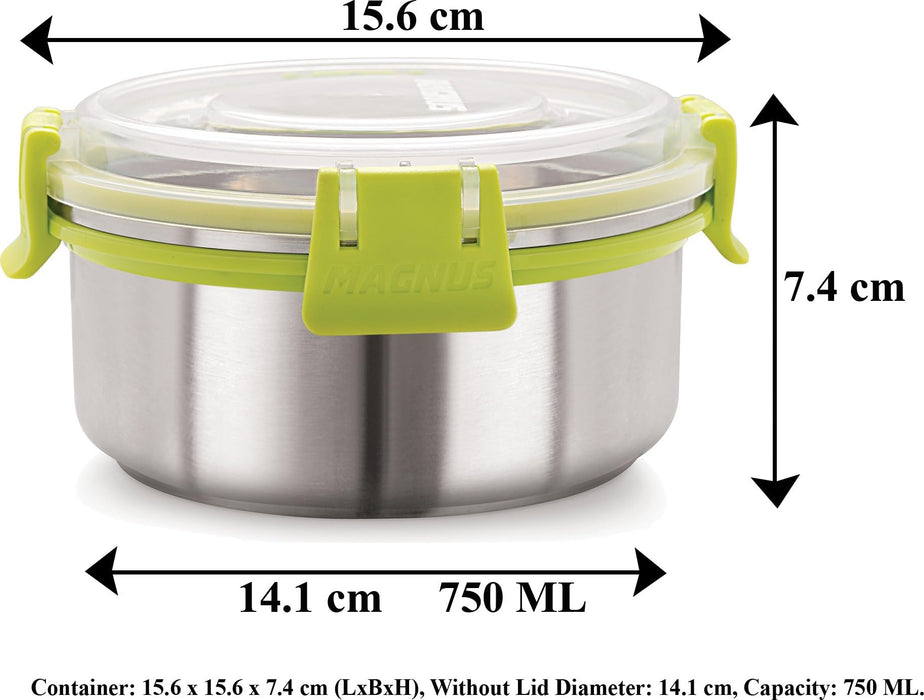 Magnus Stainless Steel Airtight Leakproof Storage Container, 750 ML Each