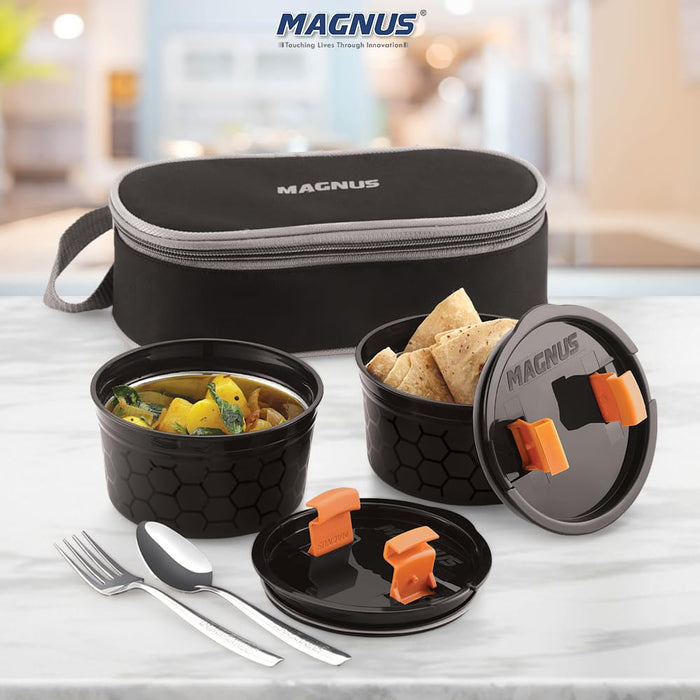 Magnus Microwave Olive 2 Lunch Box - 2 Microwave Safe Steamlock Stainless Steel Containers - Airtight & Leakproof - Ideal Lunch Box for Kids - Lunch Boxes for Office Men, Women & School