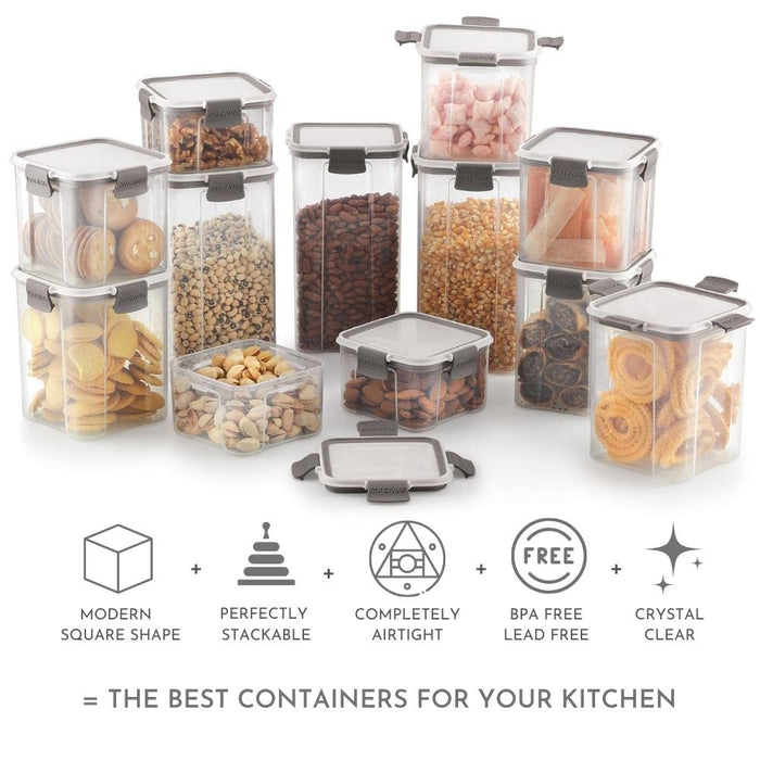 Magnus Modulock BPA Free Airtight & Leakproof Transparent Food Container Set (Set of 12)