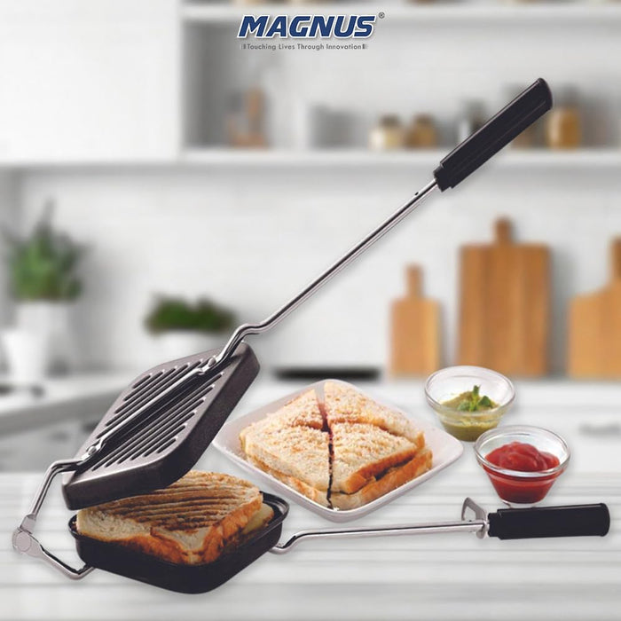 Buy Magnus Non Stick Crunchy Sandwich Toaster with Durable Cast Iron Build Ideal for Gas and Induction Comes with an Ergonomic Bakelite Handle for Easy Grip Magnus Homeware