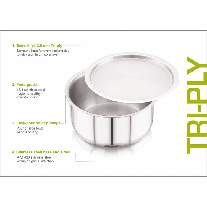 Magnus TriPly Tope with Lid 1.1 L capacity 14 cm diameter