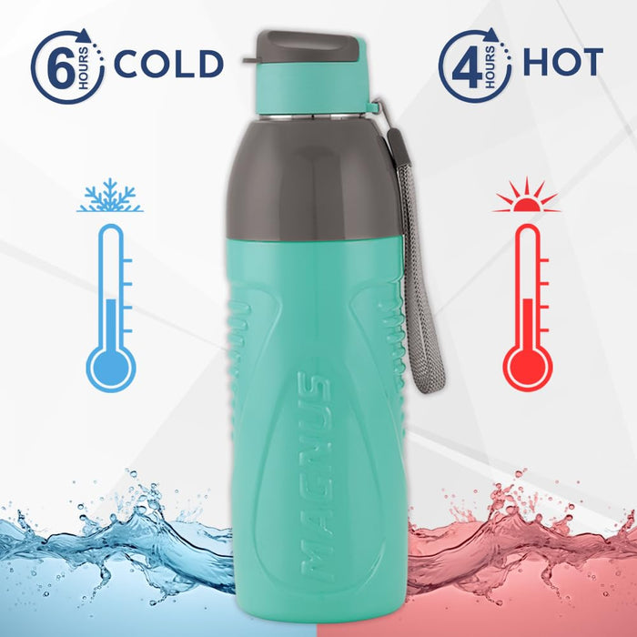 Magnus HyDrive 600 Sports Water Bottle - Insulated Bottle with Flip Lid, Leakproof Designed Bottle for Summer,Freezer-Friendly,Perfect for Kids & Adults for Office & School (Teal Blue, 580ml)