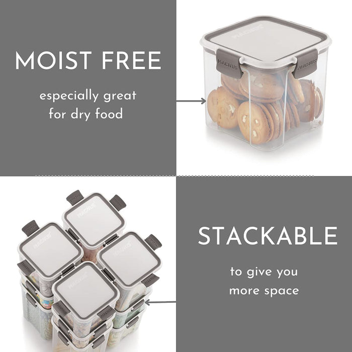 Magnus Modulock Airtight Plastic Food Storage Container Set of 3 pcs 460 ml Each, Grey and Transparent