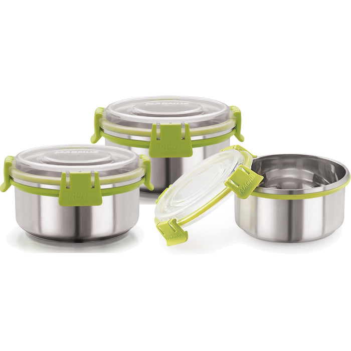 Stainless Steel Airtight Leakproof Storage Container Set of 3, 300 ML Each