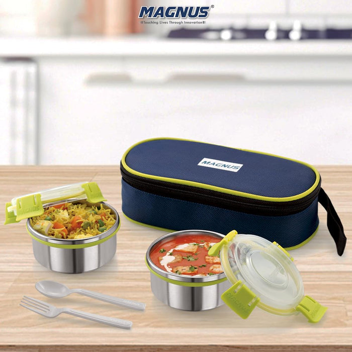 Buy Magnus Avanza 2 Stainless Steel Lunch Box Ideal for Kids Office Men Leakproof Tiffin Box Insulated Cover Air Tight Food Carrier for Hot Meals Magnus Homeware