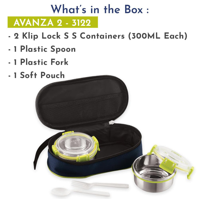 Magnus Avanza 2 Stainless Steel Lunch Box - Ideal for Kids, Office Men - Leakproof Tiffin Box , Insulated Cover, Air-Tight Food Carrier for Hot Meals