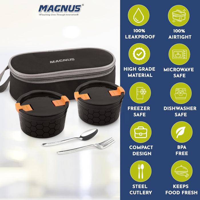 Magnus Microwave Olive 2 Lunch Box - 2 Microwave Safe Steamlock Stainless Steel Containers - Airtight & Leakproof - Ideal Lunch Box for Kids - Lunch Boxes for Office Men, Women & School