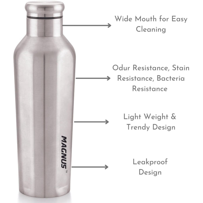 Sporty Single Wall Stainless Steel Bottle for Men & Women(BPA Free, Leakproof)