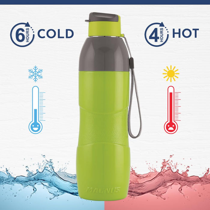 Magnus Quench 800 Sports Water Bottle - Insulated Bottle with Flip Lid, Leakproof Designed Bottle for Summer,Freezer-Friendly,Perfect for Kids & Adults for Office & School (Green, 670ml)