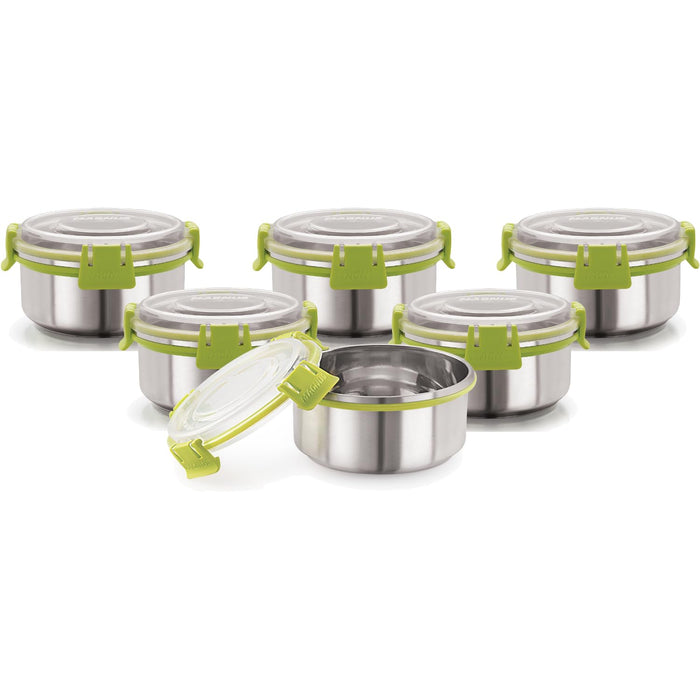 Stainless Steel Airtight Leakproof Storage Container Set of 6, 300 ML Each