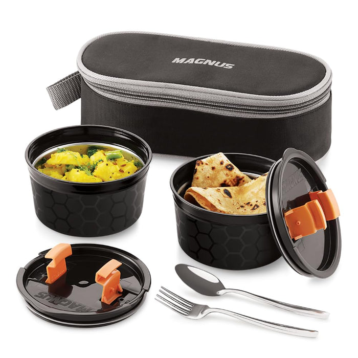 Magnus Microwave Olive 2 Lunch Box - 2 Microwave Safe Steamlock Stainless Steel Containers - Airtight & Leakproof - Ideal Lunch Box for Kids - Lunch Boxes for Office Men, Women & School