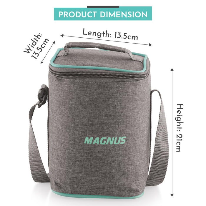 Magnus Vivid Glass Lunch Box with Linen Vertical Pouch and Fixed Clip, Includes 3 Square Airtight, Leakproof, Microwave Safe Borosilicate Glass Containers, 320 ML Each - Premium Lunch Boxes