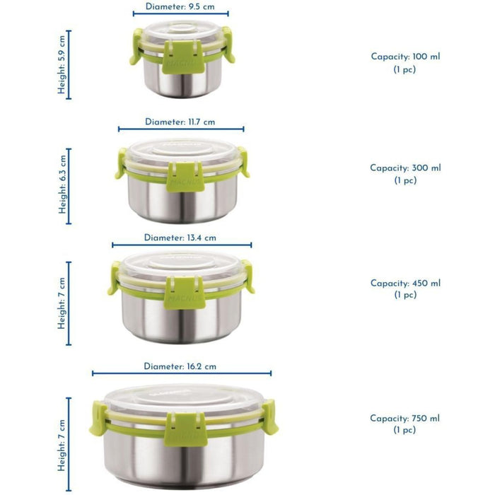 Klip Lock Airtight & Leak-proof Stainless Steel Containers Combo Set